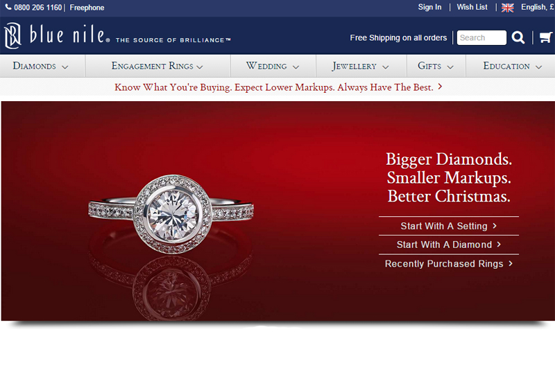 Blue Nile net sales rise to £69m in Q1 2015