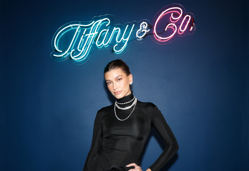 Hailey Bieber attends Tiffany & Co holiday pop-up opening