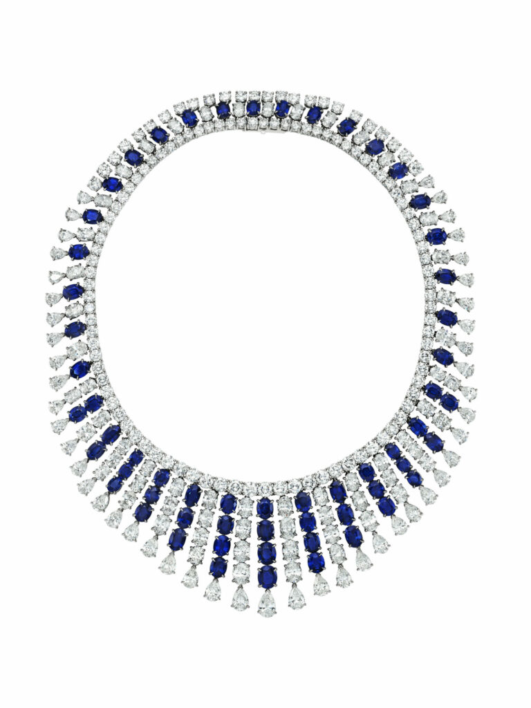 VAN CLEEF & ARPELS SAPPHIRE AND DIAMOND 'WATERFALL' NECKLACE